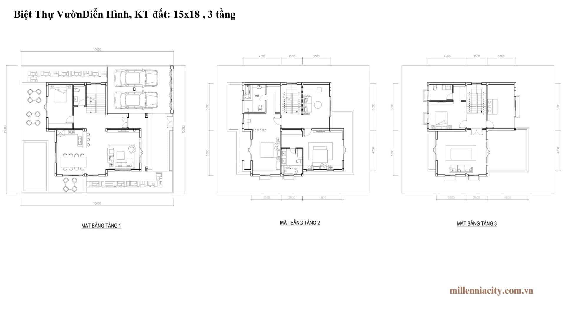 Bản vẽ mặt bằng layout chi tiết của biệt thự vườn 15x18m tại phân khu The Stella.