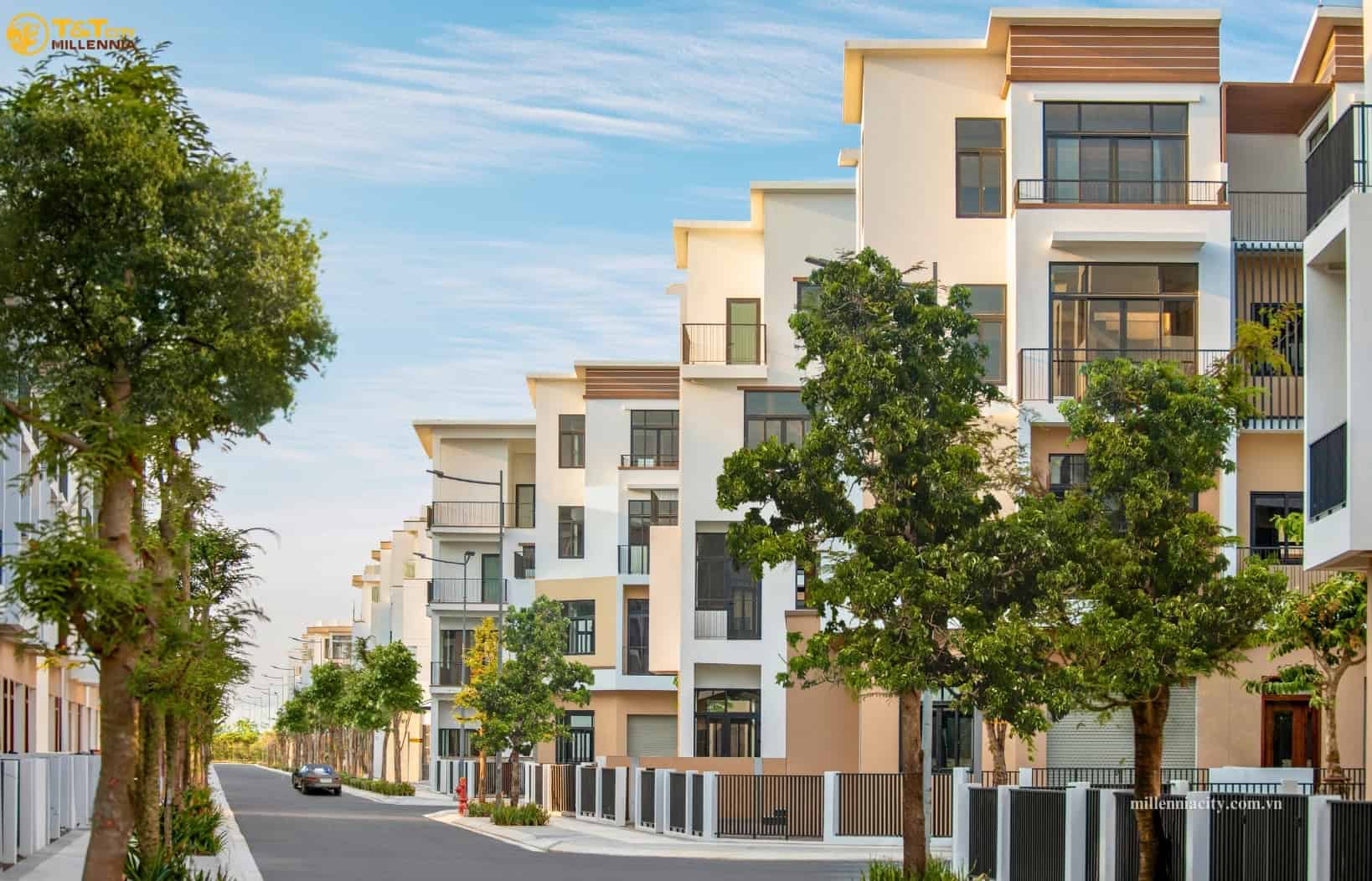 Phối cảnh các dãy nhà phố tại dự án T&T City Millennia.
