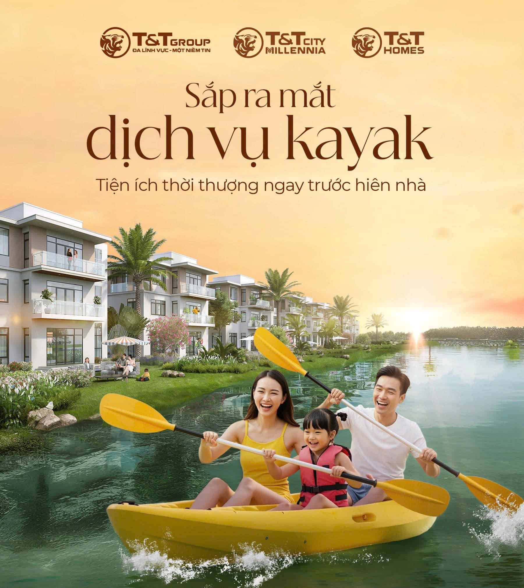Thông báo sắp ra mắt dịch vụ chèo thuyền Kayak tại T&T City Millennia.
