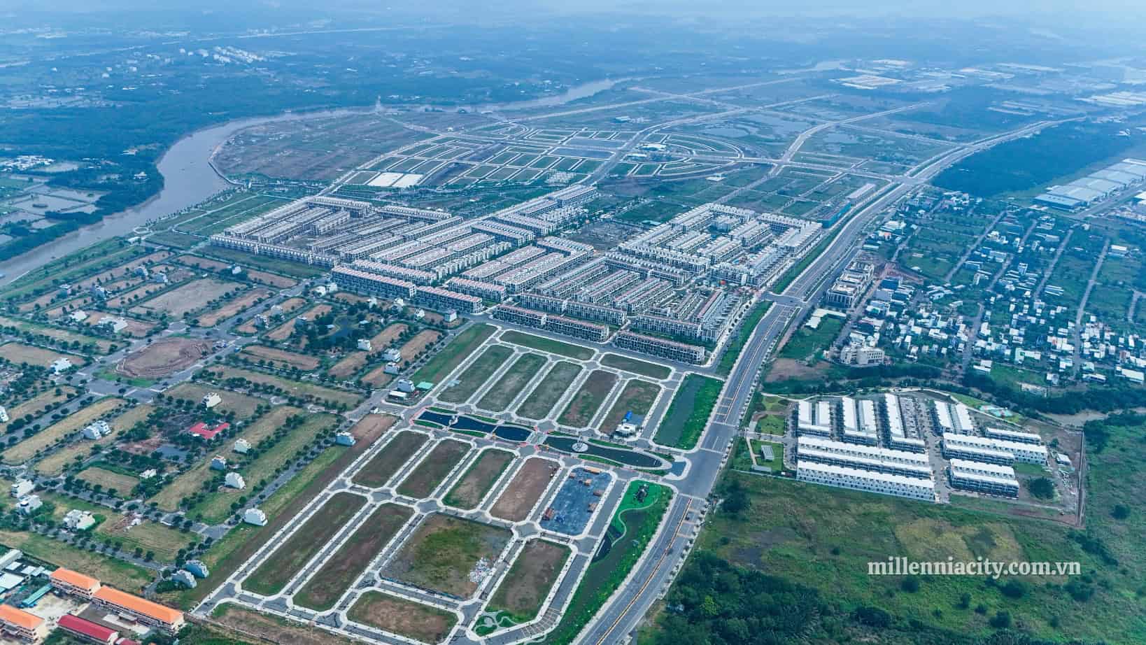 Tiến độ tổng thể T&T City Millennia nhìn từ trên cao.